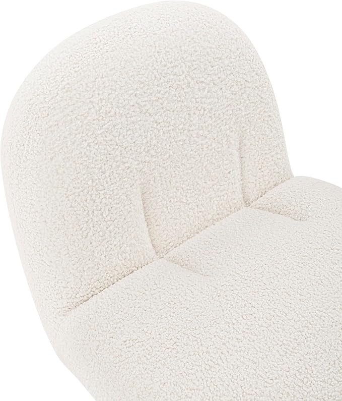 Manhattan Comfort Edina Modern Accent Chairs in Luxurious Boucle Upholstery with High Density Foam Padding &amp Wood Frame with Gold Metal Base Living Room Seating Set of 2 White