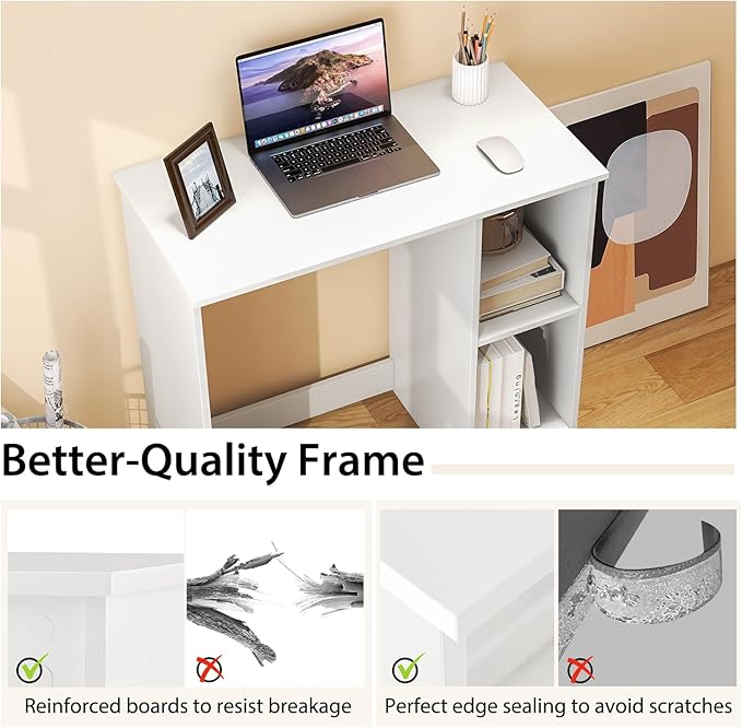 MAT EXPERT Computer Desk 31.5” Wooden Home Office Desks with Shelves for Small Space Gaming Desk Small Table Writing &amp Studying Desk for Home Office Apartment