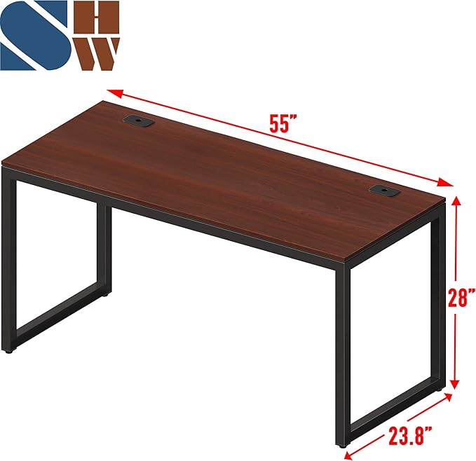 SHW 55-Inch Commercial-Grade Office Computer Desk Cherry