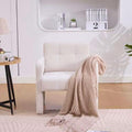 Classic Chenille Conversation ChairModern Minimalist ArmchairElegant Comfortable Accent Chair for Living RoomBedroomStudyOfficeBeige