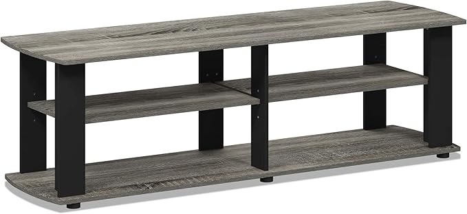 Furinno NELLY TV Stand 3-Tier Entertainment Center with Open Shelves Storage TV Console for TV up to 50 Inch Soft Edges for Living Room Bedroom French Oak