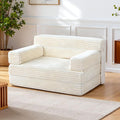 Folding Sofa BedConvertible Sofa Bed with Armrest Foldable Sleeper Chair Portable Folding 4-in-1 Floor Sofa with Convertible Lounge Chair for Living RoomBedroomWashable CoverWhite Single