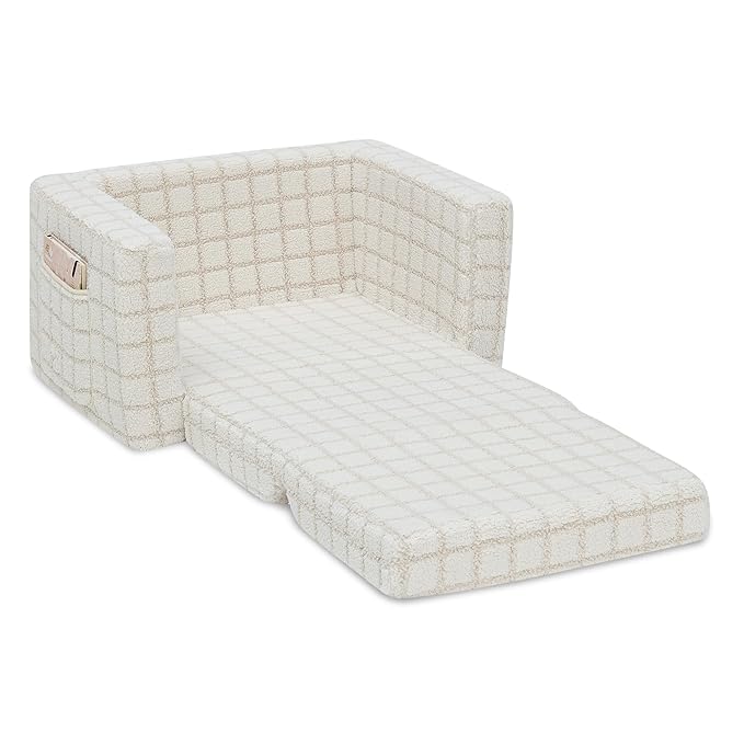 Delta Children Checkered Cozee Flip-Out Chair Cream