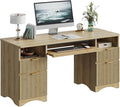 Bestier Computer Desk with Keyboard Tray 59 inch Office Desk with 4 Drawers Modern Home Office Desk with File Drawer (Natual Oak 59 W with Double-Sided Drawers)