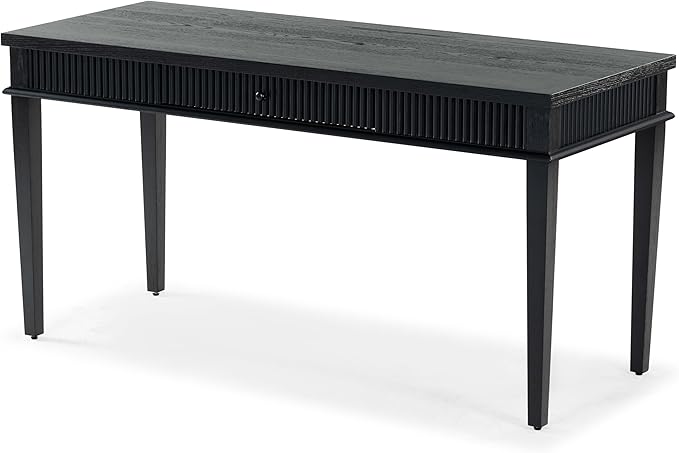 SAFAVIEH Couture Collection Shelbie Black 1-Drawer Reeded Computer Table Office Writing Desk