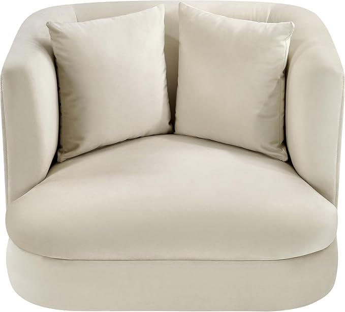 Meridian Furniture 699Cream-C Alder Collection Modern | Contemporary Chair with Ultra Luxe Cream Velvet 460 GSM Velvet Solid Wood Frame 38 W x 36 D x 30 H Cream