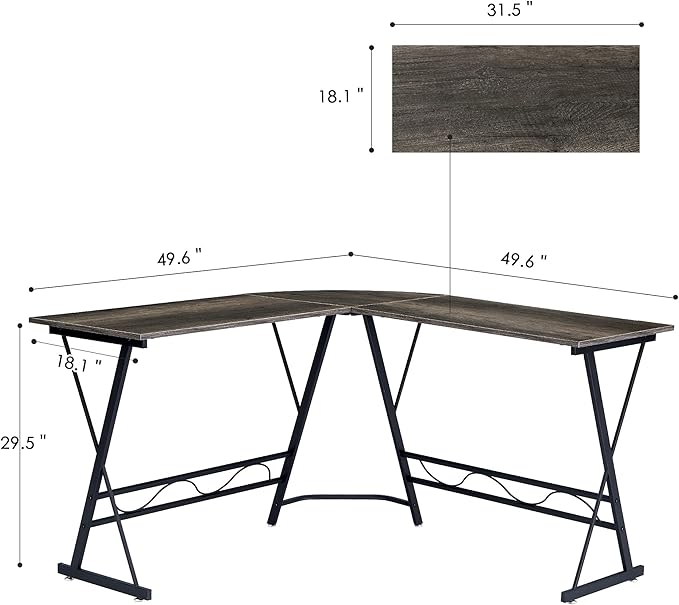 ivinta L Shaped Gaming Desk Modern Computer Desk with X-Shape Support Space-Saving Home Office Desk for Home Office Small Spaces Living Room 7449