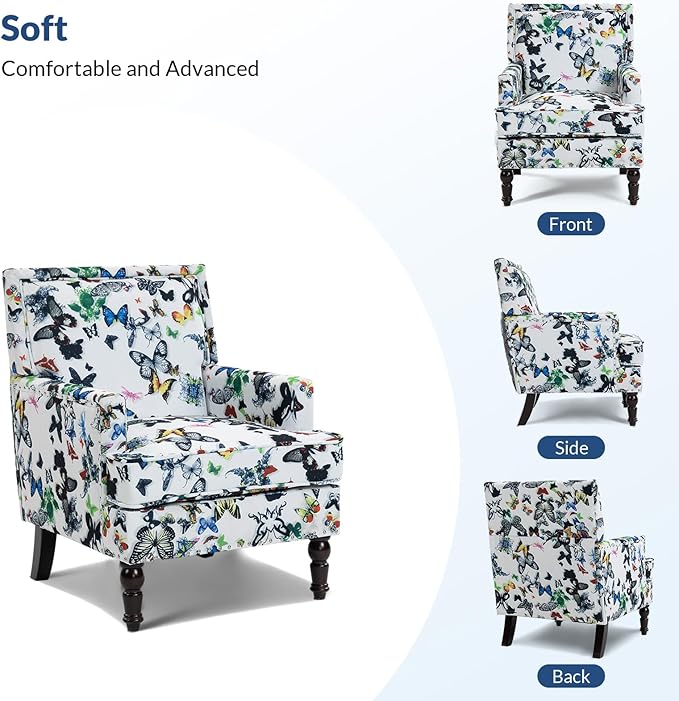 Rovibek Midcentury Modern Accent Chair - High Back Accent Chairs for Bedroom Upholstered Accent Chair with Solid Legs Decorative Chair for Living Room Bedroom Balcony