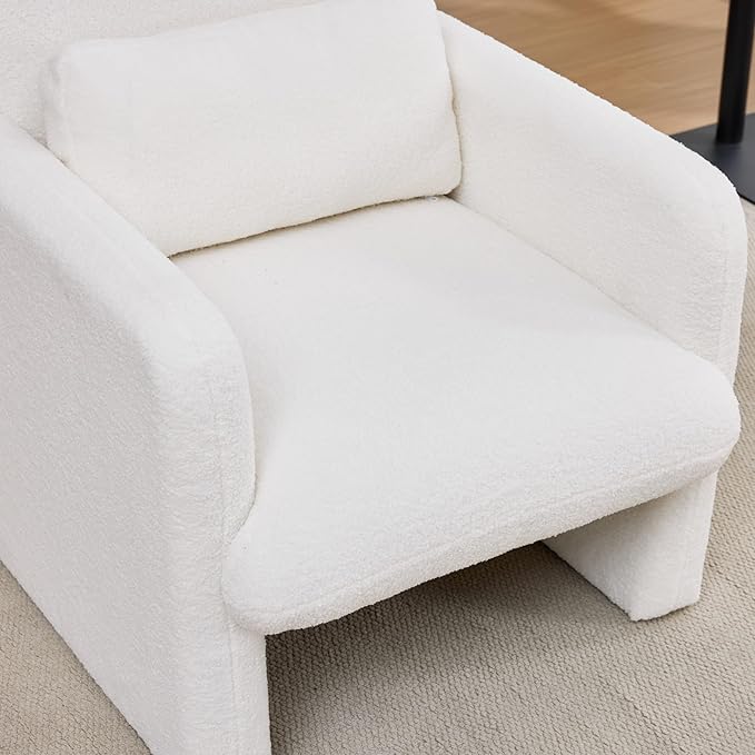 Velvet Accent Chair Set of 2 Modern Upholstered Armchair Teddy Velvet Comfy Padded Reading Chairs for Bedroom Single Sofa Chair with Wood Frame