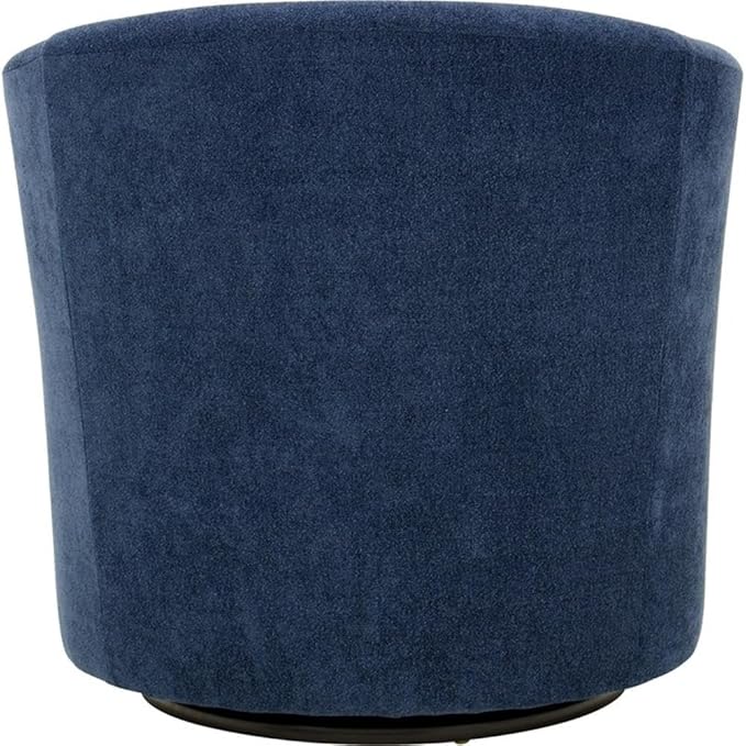 Pemberly Row Traditional Fabric Swivel Club Chair Indigo Finish 30.5 W x 30 H x 27 D Padded Removable Seat Flared Arms 360 Degree Swivel Base Elegant Accent Chair for Living Room or Office