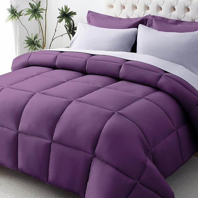 JOLLYVOGUE King Comforter Set Ultra-Soft Bed in a Bag King Size 7 Pieces Oeko-TEX Certified Bedding Set with Down Alternative Comforter Sheets Pillowcases &amp Shams Purple &amp Lavender