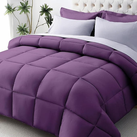 JOLLYVOGUE King Comforter Set Ultra-Soft Bed in a Bag King Size 7 Pieces Oeko-TEX Certified Bedding Set with Down Alternative Comforter Sheets Pillowcases &amp Shams Purple &amp Lavender
