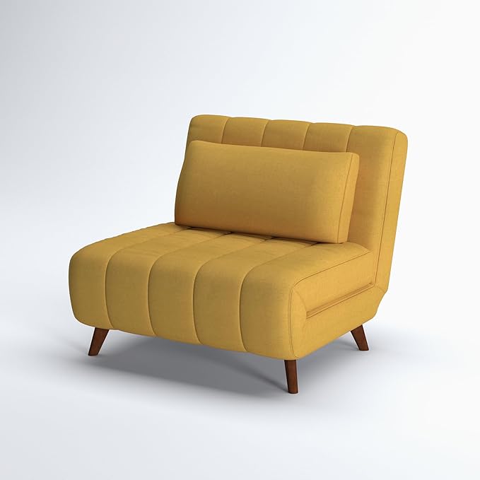 Artdeco Home 40 W Convertible Futon Chair with Matching Pillow(s) for Small Space Living Room and Apartment (09 Mustard)
