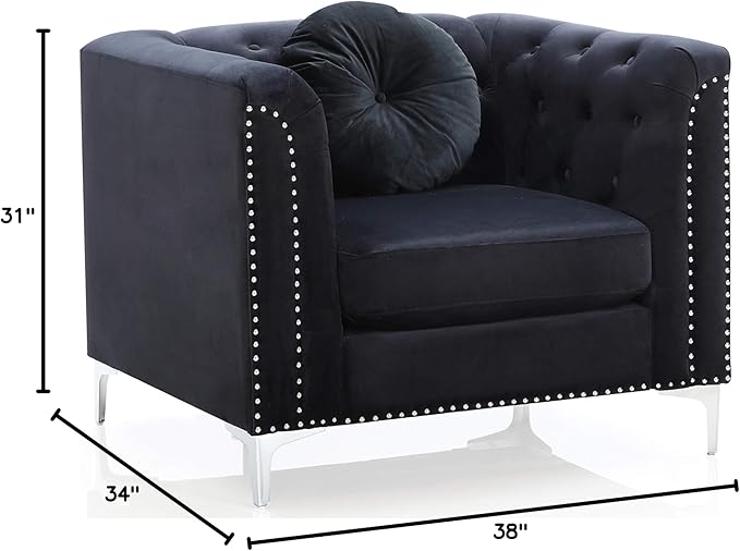 Glory Furniture Pompano Velvet Chair in Black