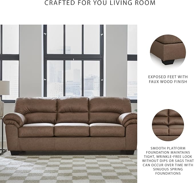 Signature Design by Ashley Walker Point Contemporary Sofa with Removable Cushion Light Brown