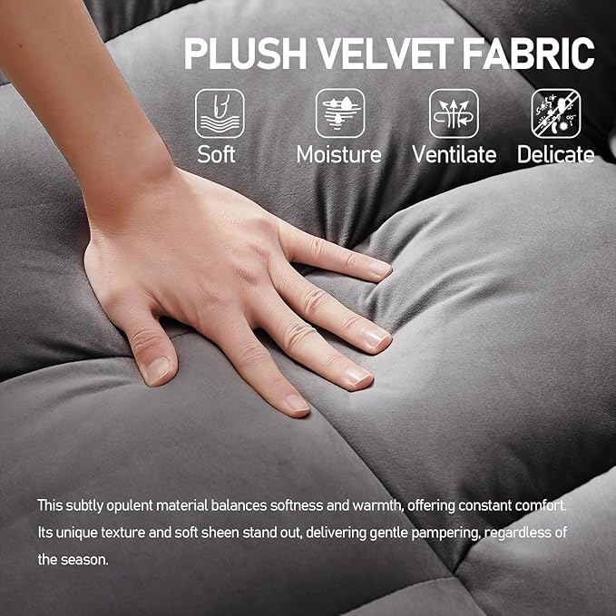 3 In 1 Velvet Convertible Sofa Bed Pull Out Couch Bed with Reclining Backrest And 2 Pillows 54 Full Size Loveseat Sleeper Sofa Futon Couch Bed Couches For Small Spaces Living Room (Dark Grey)
