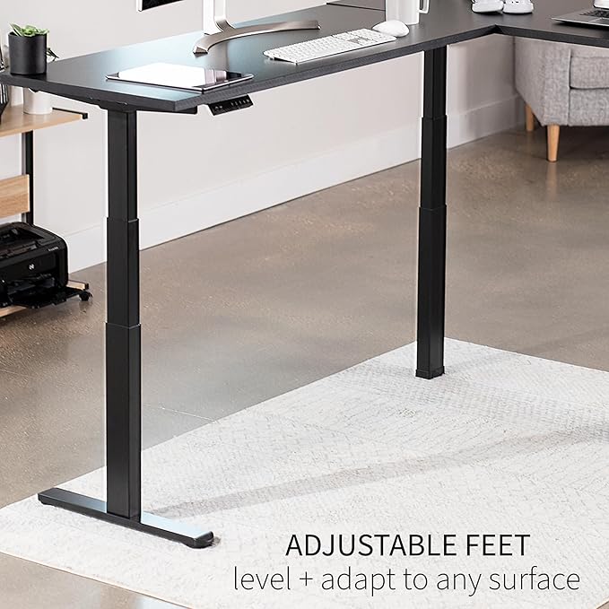 VIVO Electric Triple Motor Height Adjustable 3 Leg Corner Desk Frame up to 300lbs Sit Stand Ergonomic L Shaped Frame Only Black DESK-V130EB