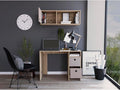 Khali 2-Pc Office Set - Light Oak/Taupe: Spacious Desk &amp Wall Cabinet for a Home Office