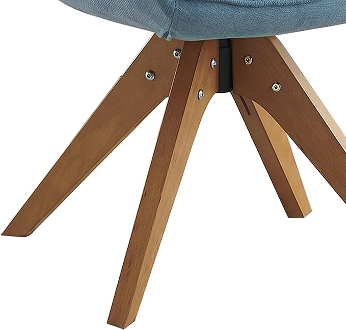 Art Leon Office Chair No Wheels Mid Century Modern Desk Chair No Wheels Swivel Accent Chair with Solid Wood Legs Upholstered Arm Chair for Small Spaces Living Room Bedroom Blue