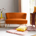 HULALA HOME Velvet Loveseat Sofa with Gold Legs Mid-Century Modern Upholstered Love seat Couch Tufted Small 2-Seat Sofa Armless for Living Room Bedroom Apartment Small Spaces Orange