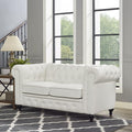 Naomi Home Emery Chesterfield Sofa Set White/Loveseat Only