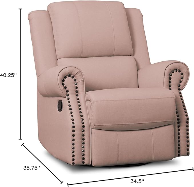 Delta Home Denham Recliner Glider Swivel Chair Adult Wood Blush