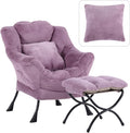 Lazy Chair with Ottoman Reading Chair with a Pillow Leisure Sofa Armchair with Ottoman Large Accent Chair for Bedroom Living Room Dorm Room Plush Purple