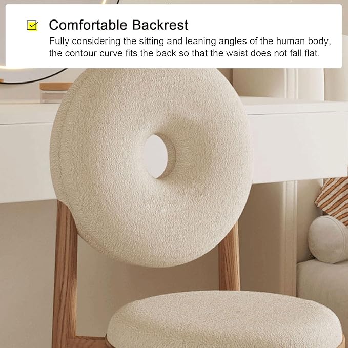 Modern Accent Office Chair - Vanity Chair Lambswools Living Room Chair Dining Chairs Midcentury with Backrest - for Living Room Bedroom Office Dining (Color : White Size : Wood gr