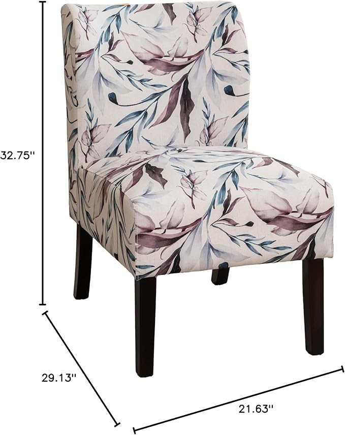 Knocbel Upholstered Accent Armless Chair Living Room Fabric Lounge Chair with Solid Wood Frame &amp Legs (Purple Floral)