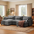 Marsail Modular Sectional Sofa 110.6 U-Shaped Modern Comfy Cloud Couch 5-Seat Chenille Deep Seat Sofa with Throw Pillow &amp Movable Ottoman for Living Room Bedroom and Apartment Charcoal Gray