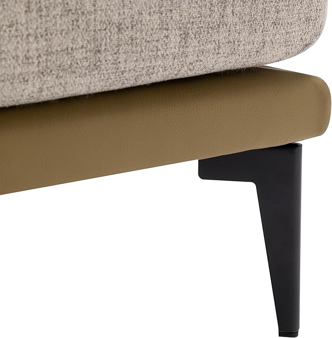 Modern Two-Tone Barrel Fabric Chair Upholstered Round Armchair for Living Room Bedroom Reading Room (Mustard Green)