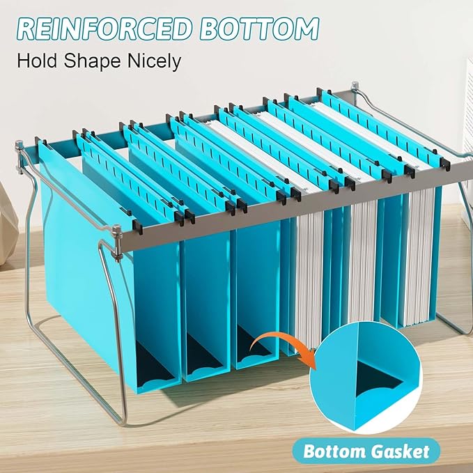 Plastic Hanging File Folder Extra Capacity12 Pack Reinforced Hang Folders with Heavy Duty 2 Inch ExpansionFiling Cabinet Folders Letter SizeHanging Organizer Designed for Bulky Files(Blue)