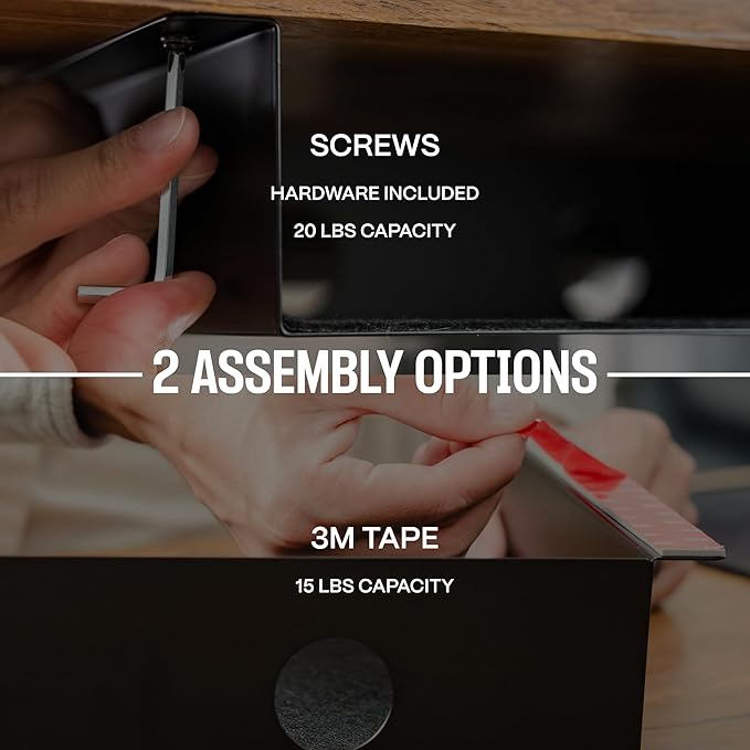 Under Desk Storage Shelf - Carbon Steel Under Desk Tray with Cable Management Mountable Add-On Shelf for Table &amp Office Desks (13 x 8 x 2.8)