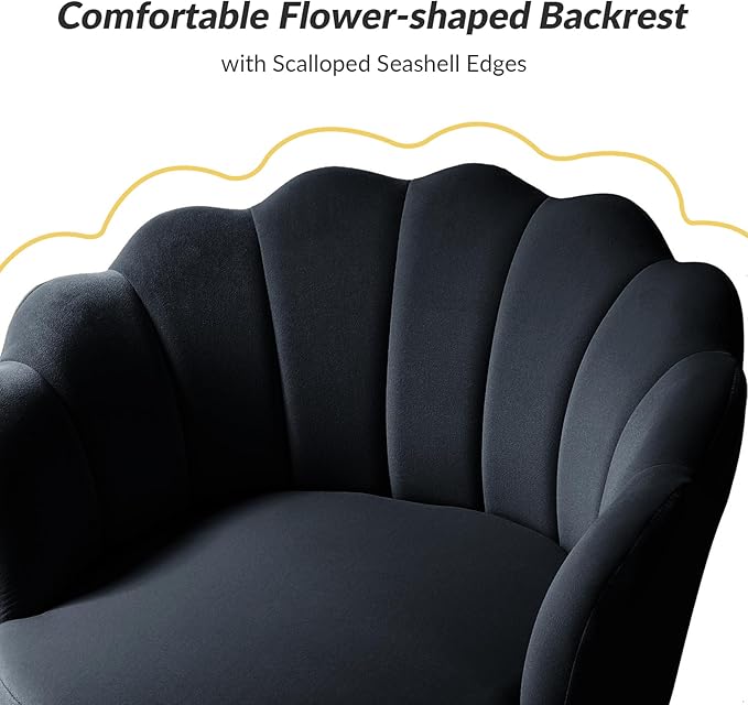 HULALA HOME 3 Piece Velvet Living Room Furniture Set Including Loveseat &amp 2 Sofa Chairs Modern Comfy Upholstered 2-Seater Sofa &amp Accent Chair Set for Bedroom Flower Shaped Back &amp Gold L