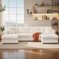 123 U-Shaped Modular Sesctional Sofa Two L-Shape Chaise with 2 Cloud Couch Sectional with Two Pillows Couches forLiving Room (Cream)