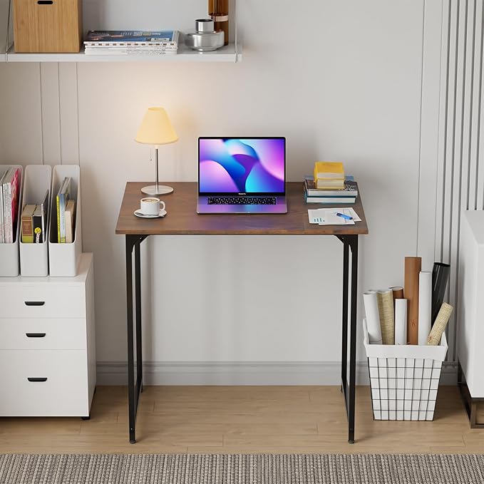 FDW 32 inches Office Small Computer Desk/Home Office Desk/Study Student Writing Desk/Modern Simple Style DeskBrown