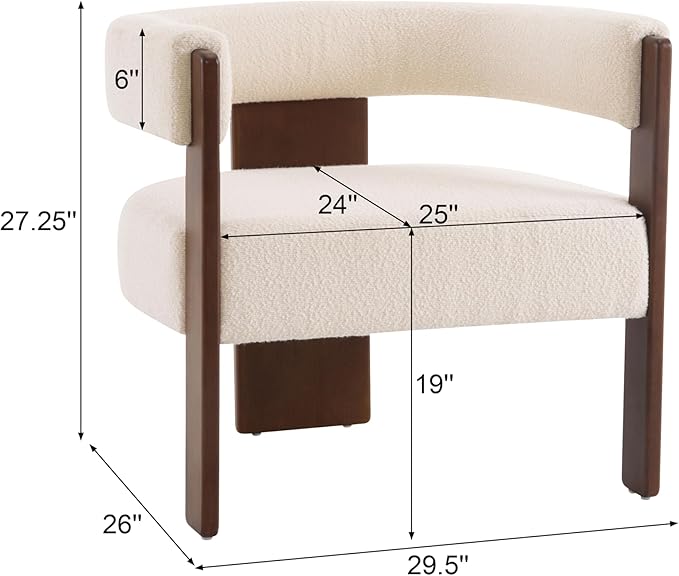 Christopher Knight Home Nettie Modern Accent Chair for Living Room Boucle Fabric Single Lounge Sofa Chair with Wooden Frame Comfy Reading Chair for Bedroom Lounge Armchair with Soft Cushion Beige
