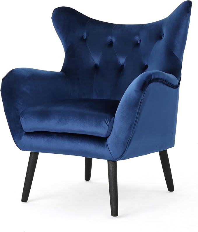 Velvet Button Tufted Wing Back Accent Chair Modern Arm Chair for Living Room/Bedroom/Office Guest Reception