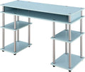 Convenience Concepts Designs2Go No Tools Desk Home Office Desk with Shelves Corner Shelf Vanity Desk Computer Desk Nail Table for Nail Tech - 47.25 L x 15.75 W x 30 H Sea Foam
