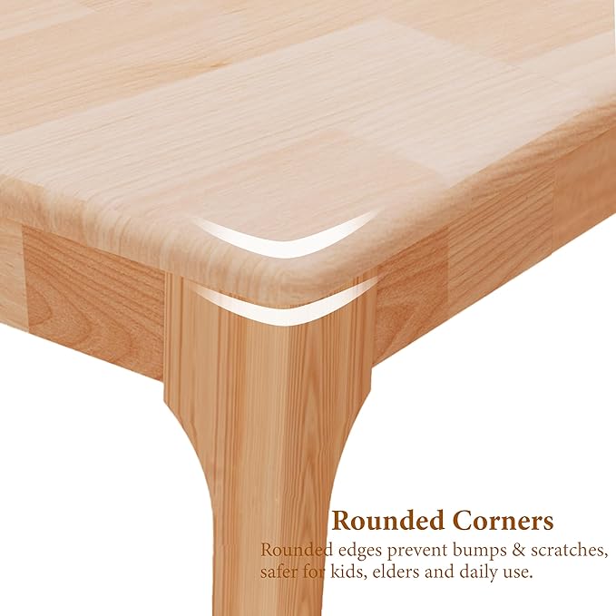 Natural Solid Wood Desk with Drawers Mid Century Modern Real Wood Writing Desk Home Computer Office Desks for Work Standing Desk for Bedroom Small Spaces (Wood Color 40×22(100×56cm))