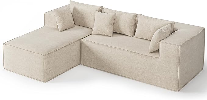 GarveeHome Modular Sectional Couches for Living Room Cloud Sectional Couch with Deep Seat 106.7 in Modular L-Shape Sofa with Chaise Upholstered Couches for Bedroom Chenille Beige