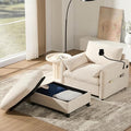 Oversized Accent Sofa Chair with Ottoman Chaise Lounge Chair with Phone Holder USB Charger Side Pockets Chenille Reading Armchair for Living Room Bedroom (Beige)