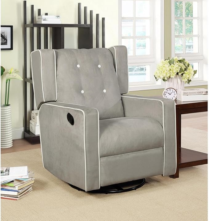 Swivel Rocker Recliner Chair for Adults and Elders Comfortable Living Room Recliner with 360° Swivel Manual Reclining with Adjustable Footrest Ergonomic Back Support