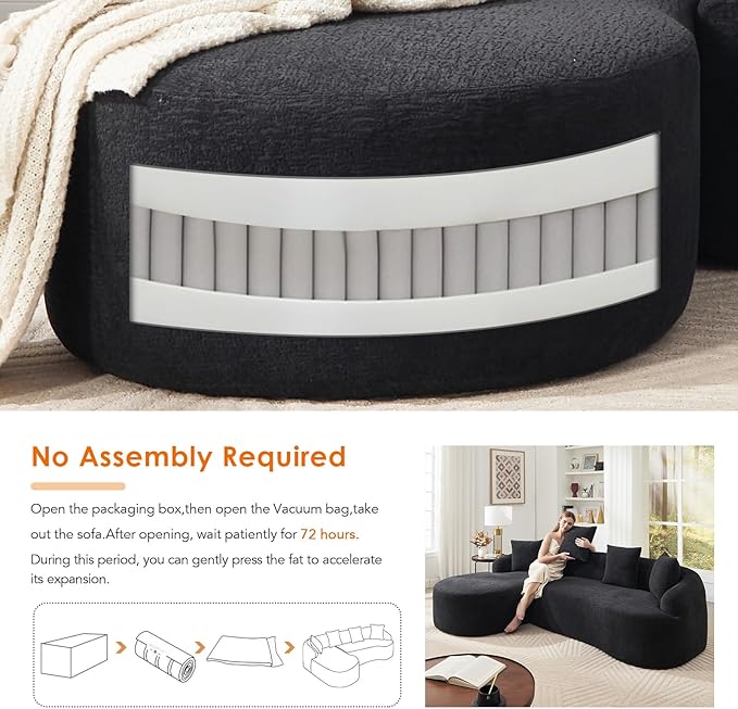 KEIKI L-Shaped Chenille Modular Sectional Couches with Chaise Lounge &amp 4 Pillows 3 Seater Oversized Upholstered Luxury Plush Cloud Sofa for Living Room Apartment Full Sponge Compression