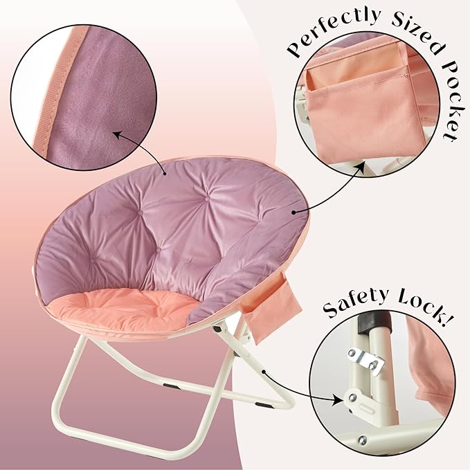 Urban Lifestyle Colorblock Micromink Saucer™ Chair with White Legs Purple/Pink