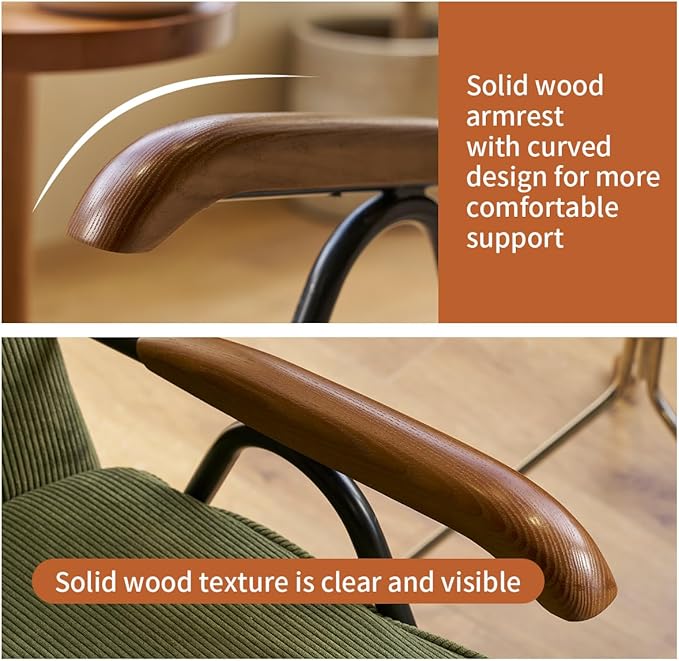 Fabric Armchair Modern Accent Chair High Back Living Room Chairs with Metal Legs and Soft Padded Sofa Chairs for Home Office Bedroom &amp Dining Room Green