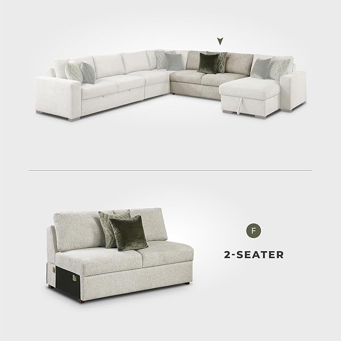Lexicon Modular Sectional Sofa Module for Sectional Couch Armless 2 Seater 2 Pillows Removable Back Cushion Cover Microfiber Sand