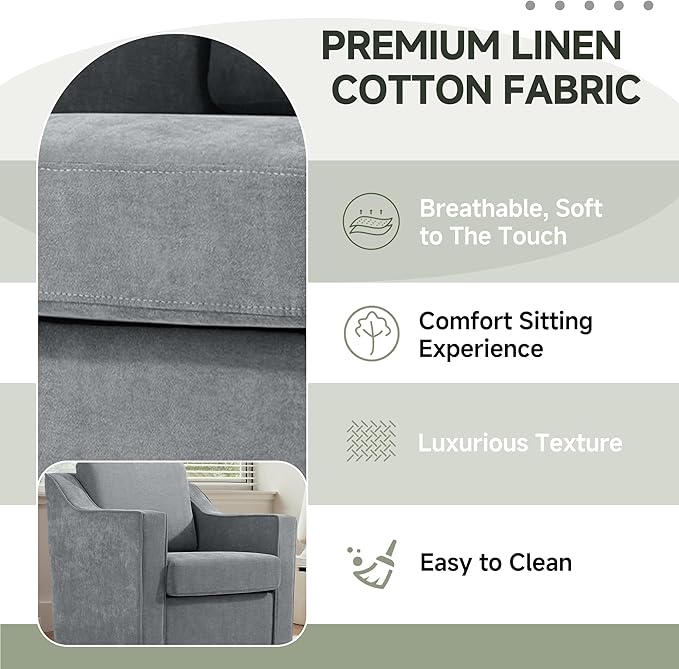 UIXE Accent Chairs Set of 2 Chenille Upholstered Armchair for Living Room Comfy Arm Chair Single Sofa Bedroom Retro Reading Seat with Solid Wood Legs - Gray