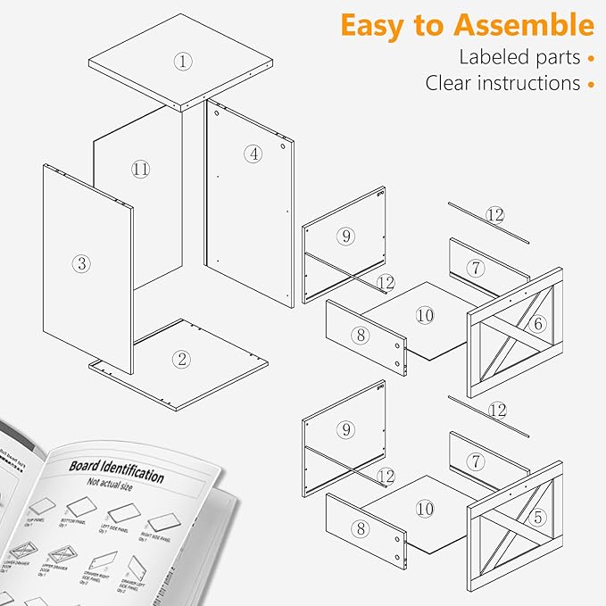 Vabches Farmhouse File Cabinet with 2 Drawers Vertical Filing Cabinet on Wheels for Letter/A4 Size Hanging Files Mobile File Cabinets Printer Stand for Home Office Black