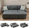 83 Inch Pull Out Couch Convertible Sofa Bed for Living Room Comfortable Sleeper Sofa with Pull Out Bed Modern Sectional Couches with Storage Chaise Easy Assembly for Apartment Dark Grey